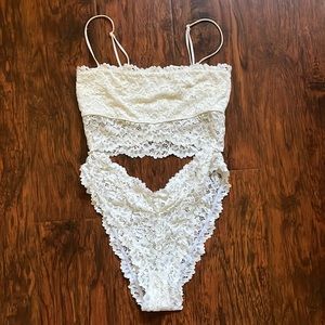Urban Outfitters White lace cutout bodysuit